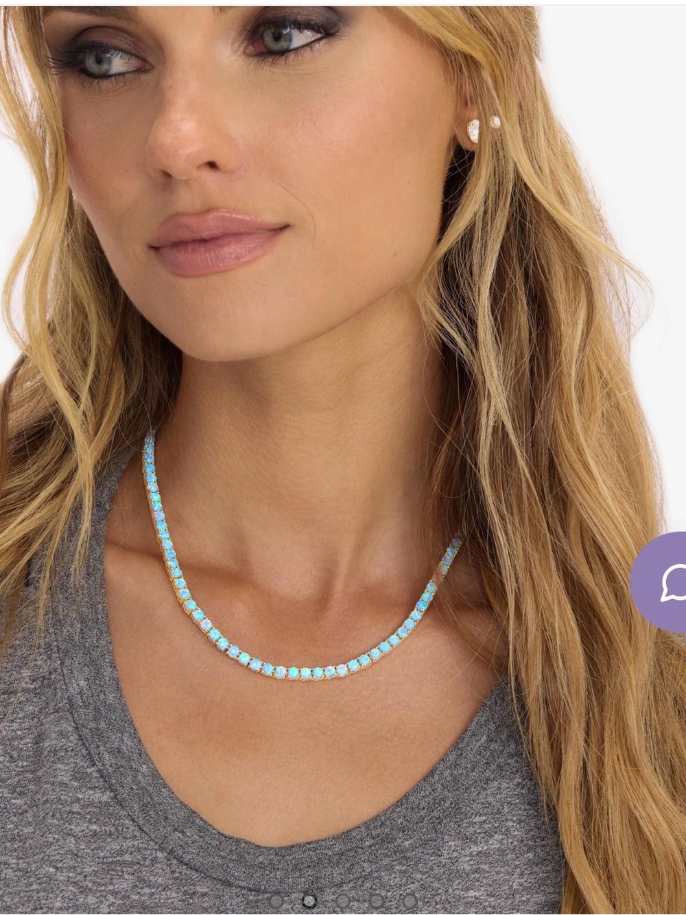 Melinda Maria Grand Heiress Blue Opal Necklace God Tone 18 inches NWOT